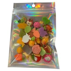 40 assorted Fruits Vegetables Flat Back Cabochon Charms